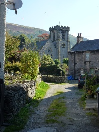 The lane leading to Bradwell Church. 
