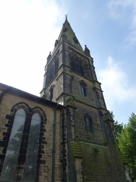 The tower of St James Church.
