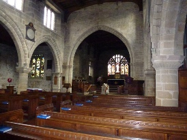 The interior of Youlgreave Church.